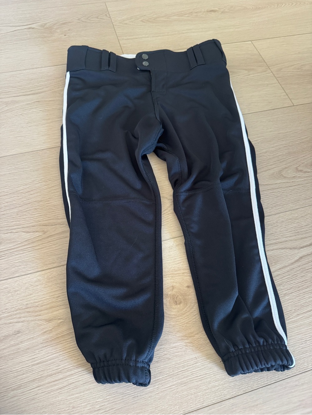 Girls softball pants black with White Side Stripe - size xl